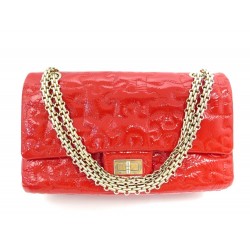 SAC A MAIN CHANEL 2.55 PUZZLE M EN CUIR VERNIS ROUGE BANDOULIERE HAND BAG 6050€