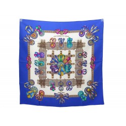 NEUF FOULARD HERMES LES RUBANS DU CHEVAL METZ CARRE 90 EN SOIE SILK SCARF 385€