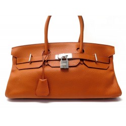 SAC A MAIN HERMES BIRKIN SHOULDER 42 CUIR TAURILLON CLEMENCE ORANGE PURSE 8600€