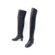 NEUF BOTTES HERMES CUISSARDES 38.5 EN CUIR GRAINE NOIR LEATHER BOOTS SHOES 3000€