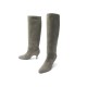 NEUF BOTTES HERMES A TALONS EN CHEVRE VELOURS GRIS TAUPE 38.5 BOOTS SHOES 1800€