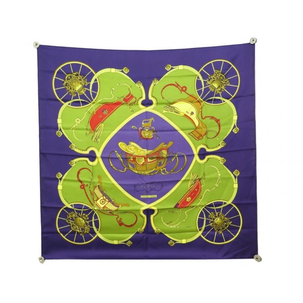 NEUF FOULARD HERMES SPRINGS PAR PHILIPPE LEDOUX SOIE VIOLET NEW SILK SCARF 385€