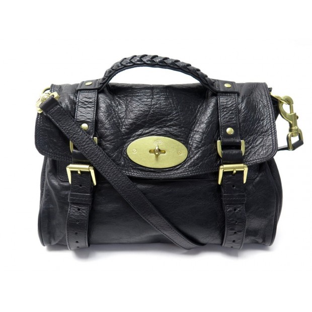 SAC A MAIN MULBERRY ALEXA BANDOULIERE BESACE EN CUIR NOIR LEATHER HAND BAG 1260€