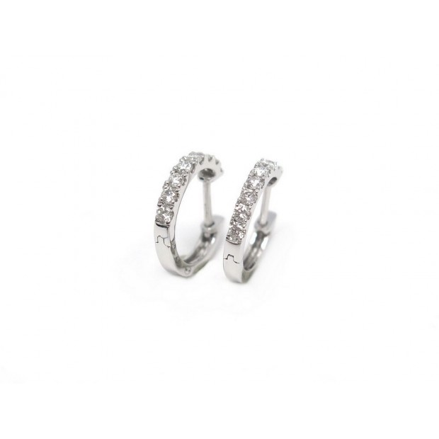 NEUF BOUCLES D'OREILLES DJULA CREOLES 8 DIAMANTS DNE11 EN OR BLANC + ECRIN 1450€