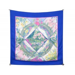 FOULARD HERMES GIVERNY PAR LAURENCE BOURTHOUMIEUX EN SOIE BLEU SILK SCARF 385€