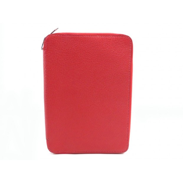 NEUF COUVERTURE D'AGENDA HERMES SILKYDAILY GLOBE TROTTER CUIR ROUGE COVER 760
