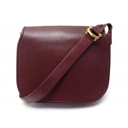 VINTAGE SAC A MAIN MUST DE CARTIER BESACE BANDOULIERE CUIR BORDEAUX BAG 1100€