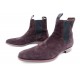 NEUF CHAUSSURES BOTTINES ELASTIQUE SANTONI 10.5IT 44.5 DAIM AUBERGINE BOOTS 390€