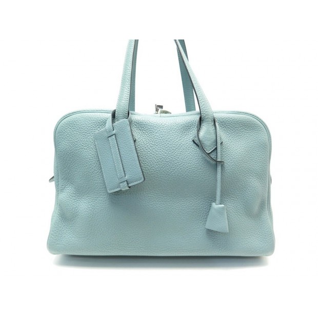 SAC A MAIN HERMES VICTORIA 35 I EN CUIR TAURILLON CLEMENCE BLEU HAND BAG 3750€