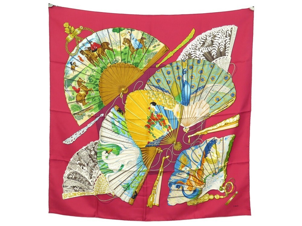 Foulard Carré Hermès "Clic Clac" - 100% Soie - Couleur Marron - Très Bon état (Occasion)