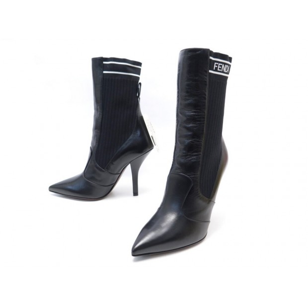 NEUF CHAUSSURES FENDI BOTTINES SOCK 8T6645 38 IT 39 FR TOILE & CUIR BOOTS 890€