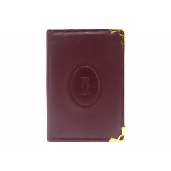 VINTAGE PORTE CARTES MUST DE CARTIER PAIEMENT VISITE CUIR BORDEAUX CARD HOLDER
