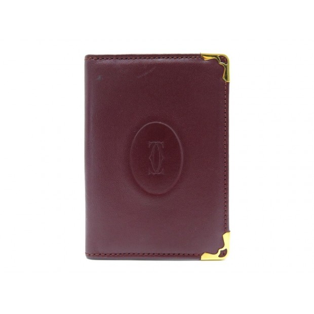 VINTAGE PORTE CARTES MUST DE CARTIER PAIEMENT VISITE CUIR BORDEAUX CARD HOLDER
