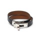 BRACELET HERMES KELLY DOUBLE TOUR H068438CK89T2 T16 M EN CUIR NOIR JEWEL 465€