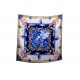 FOULARD MUST DE CARTIER CARRE EN SOIE BLEU CHOUETTE COQ BIJOU SILK SCARF 320€