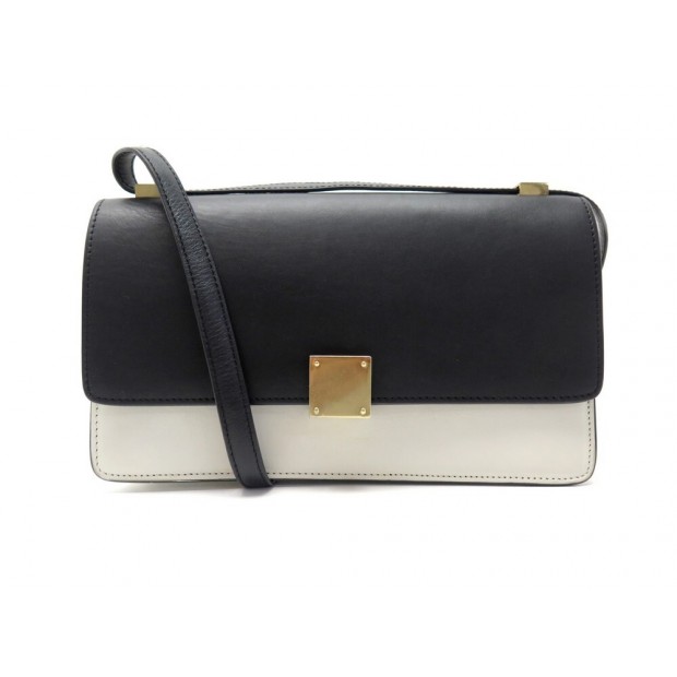 SAC A MAIN CELINE CASE FLAP MEDIUM BANDOULIERE CUIR NOIR ET BLANC HANDBAG 2970€