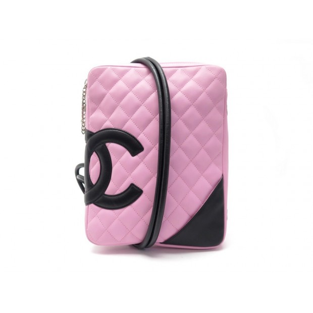 SAC A MAIN CHANEL BESACE CAMBON SACOCHE BANDOULIERE EN CUIR MATELASSE ROSE 1800€