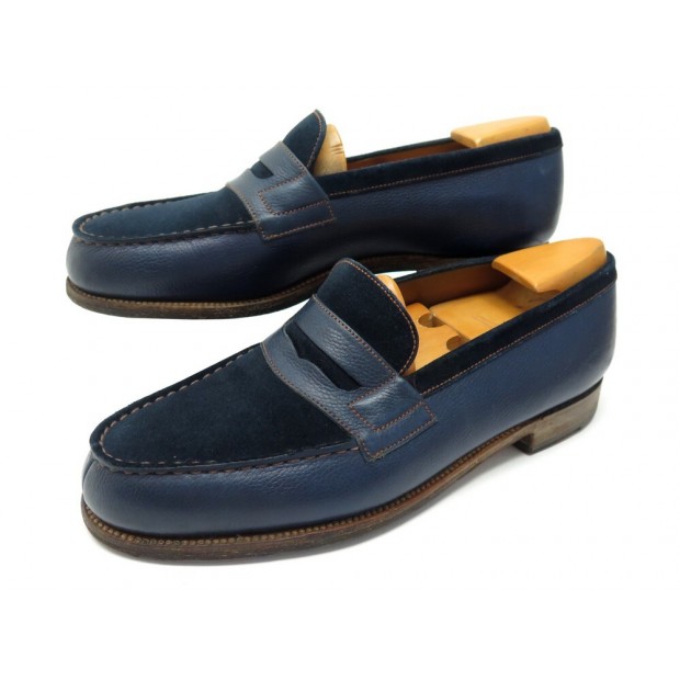 CHAUSSURES JM WESTON L'ETE INDIEN 180 5.5D 39.5 MOCASSINS CUIR & DAIM BLEU 765€