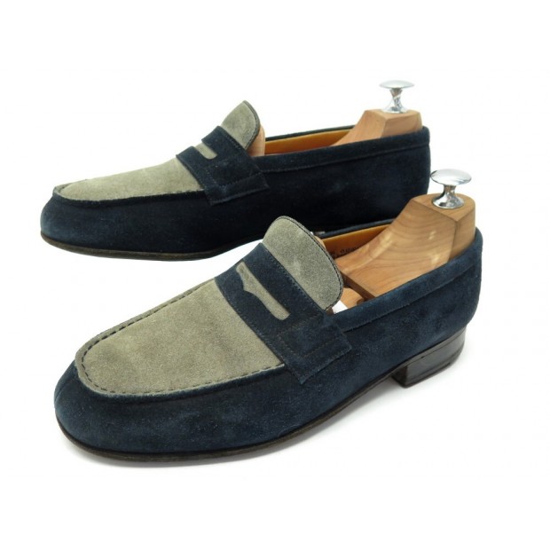 CHAUSSURES JM WESTON 182 5E 39 L 39.5 MOCASSINS DAIM BICOLORE SUEDE LOAFERS 650€