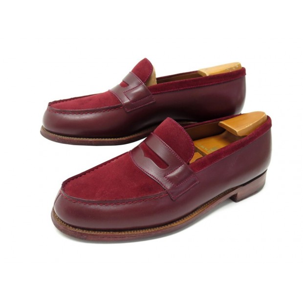 CHAUSSURES JM WESTON ETE INDIEN 180 5.5D 39.5 MOCASSINS CUIR DAIM BORDEAUX 765€