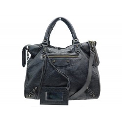 SAC A MAIN BALENCIAGA CITY VELO 235216 BANDOULIERE CUIR ANTHRACITE HANDBAG 1500€