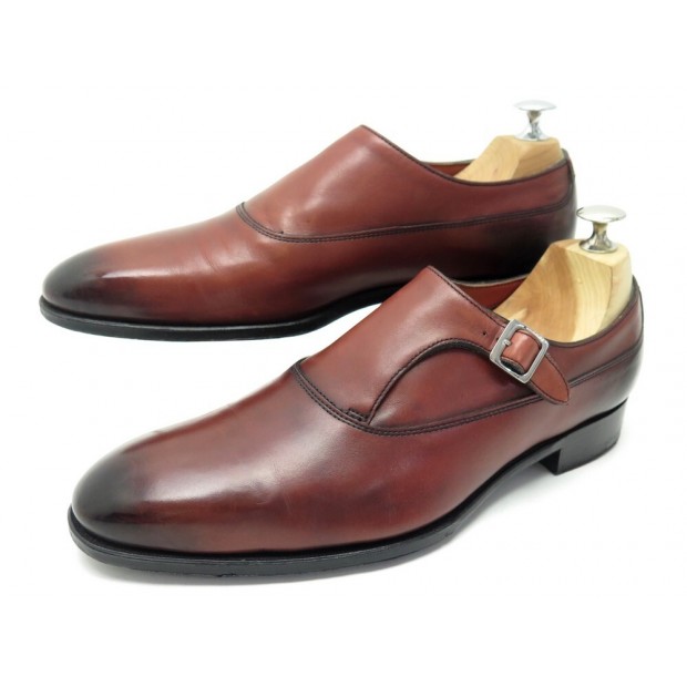 CHAUSSURES EDWARD GREEN 7.5 41.5 MOCASSINS A BOUCLE CUIR BORDEAUX LOAFERS 1150€
