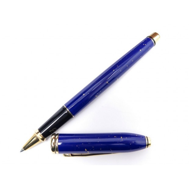 NEUF STYLO BILLE CROSS TOWNSEND LAPIS LAZULI ROLLERBALL BLEU & DORE PEN 555€