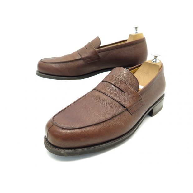 NEUF CHAUSSURES PARABOOT MOCASSINS 11 45 CUIR GRAINE MARRON LOAFERS SHOES 425€