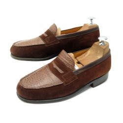 CHAUSSURES JM WESTON 180 5E 39 L 39.5 MOCASSINS EN CUIR DE REQUIN & DAIM LOAFERS