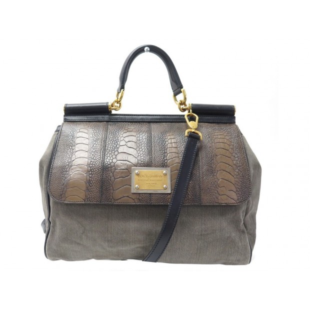 SAC A MAIN DOLCE & GABBANA SICILY GM TOILE DENIM CUIR BANDOULIERE HAND BAG 1500€