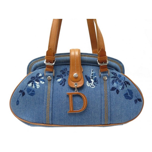 NEUF SAC A MAIN CHRISTIAN DIOR DETECTIVE DENIM FLORAL EMBROIDERY HAND BAG 1650€