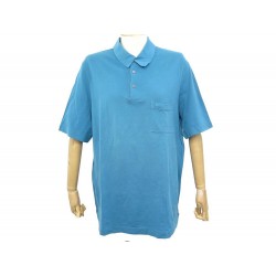 NEUF POLO HERMES BOUTONNE BRODERIE H XXL 60 EN COTON BLEU NEW COTTON 290€