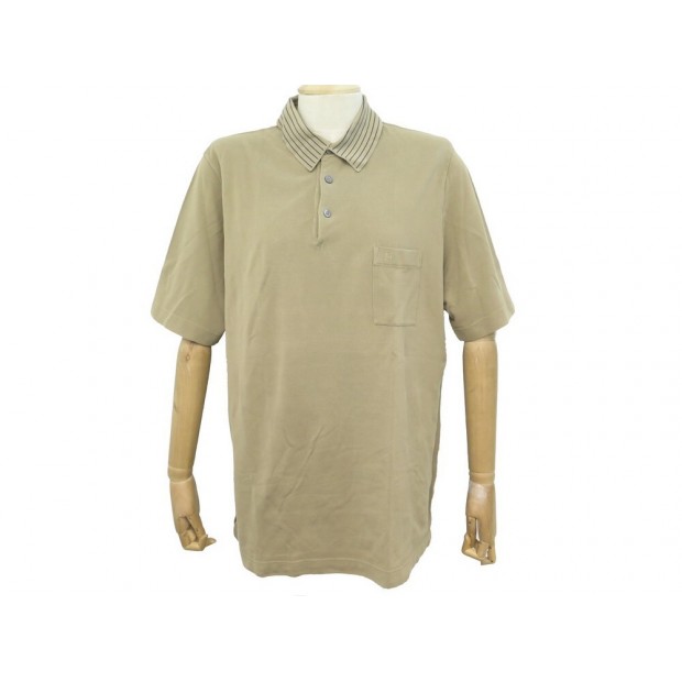 NEUF POLO HERMES BOUTONNE BRODERIE H XXL 60 EN COTON BEIGE NEW COTTON 290€