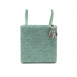 NEUF SAC A MAIN CHRISTIAN DIOR LADY MINI CANNAGE TWEED VERT POCHETTE BAG 2500€