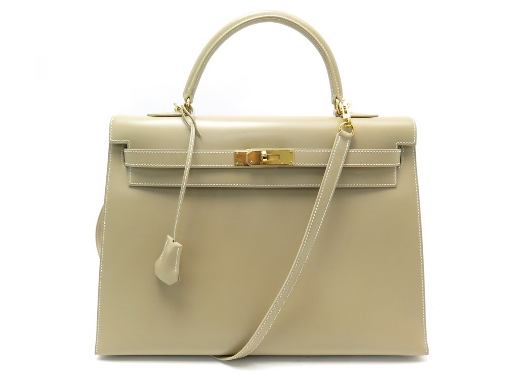 HERMES * 2000 KELLY 32 SELLIER Beige Box Calf – AMORE Vintage Tokyo