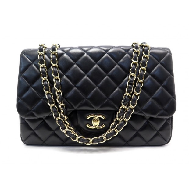 NEUF SAC A MAIN CHANEL TIMELESS JUMBO CUIR MATELASSE NOIR BANDOULIERE BAG 7400€