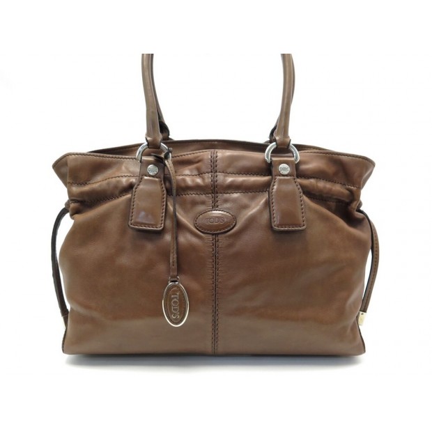 SAC A MAIN TOD'S CABAS EN CUIR MARRON 34 CM BROWN LEATHER HAND TOTE BAG 995€