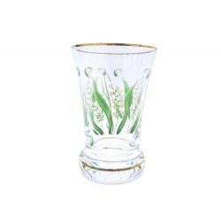 NEUF VERRE CHRISTIAN DIOR DECOR EMAILLE MUGUET EN CRISTAL + BOITE NEW GLASS