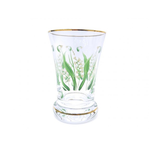 NEUF VERRE CHRISTIAN DIOR DECOR EMAILLE MUGUET EN CRISTAL + BOITE NEW GLASS