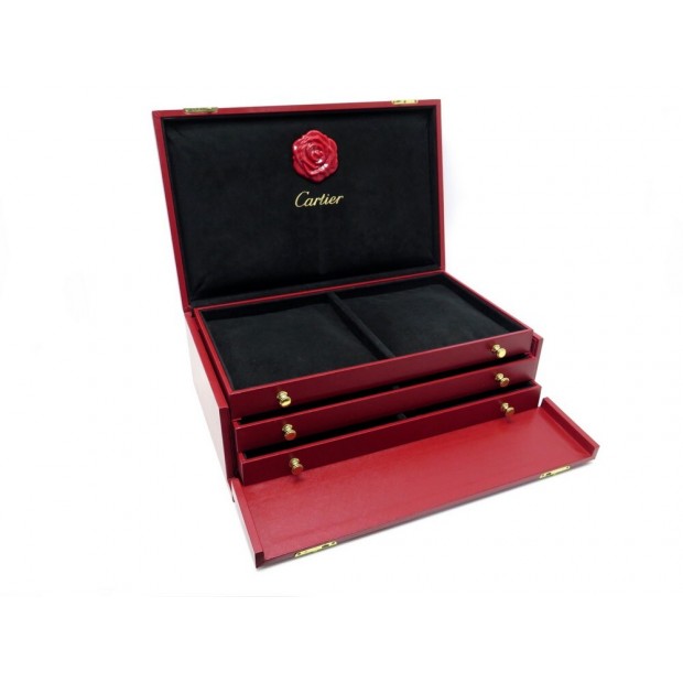 BOITE A BIJOUX CARTIER POUR 6 COLLIERS EN CUIR COFFRET TIROIR JEWEL NECKLACE BOX