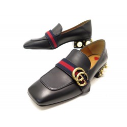 NEUF CHAUSSURES GUCCI MOCASSINS BETIS GLAMOUR WEB 36.5 IT 37.5 FR EN CUIR 890€