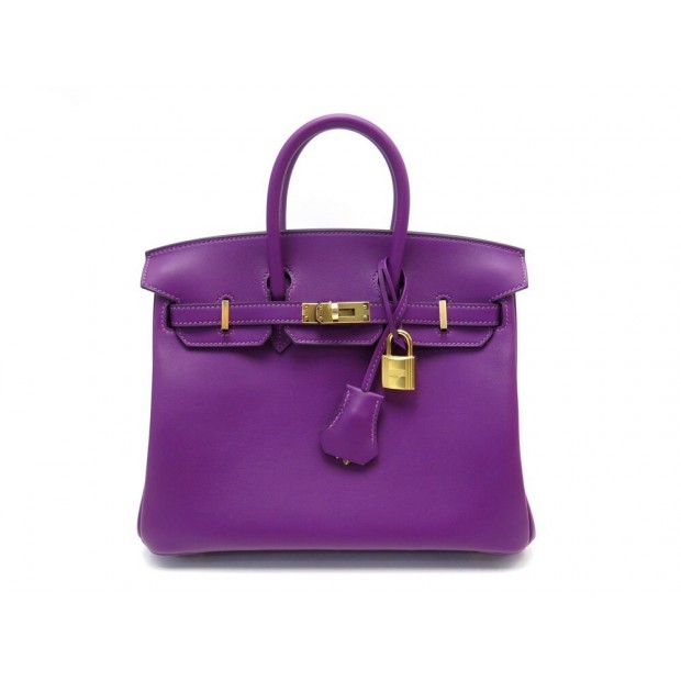 NEUF SAC A MAIN HERMES BIRKIN 25 CUIR VEAU SWIFT ANEMONE VIOLET BOITE HAND BAG