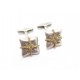 BOUTONS DE MANCHETTES HERMES CORNES NOEUDS ARGENT MASSIF OR JAUNE 18K CUFFLINKS