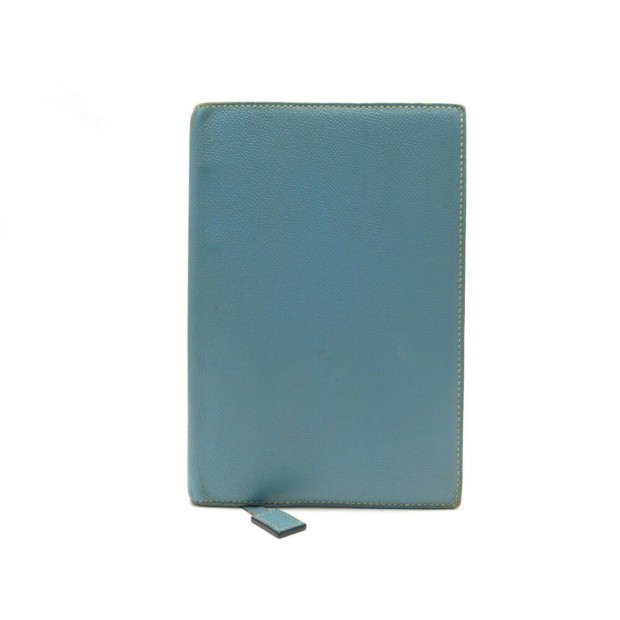 COUVERTURE AGENDA HERMES GM MARQUE PAGE EN CUIR EPSOM BLEU LEATHER COVER 324€