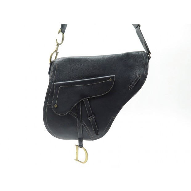 NEUF SAC A MAIN CHRISTIAN DIOR SADDLE LARGE BANDOULIERE CUIR NOIR HAND BAG 2225€