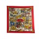 FOULARD HERMES AUTOMOBILE JOACHIM METZ CARRE 90 EN SOIE ROUGE SILK SCARF 385€