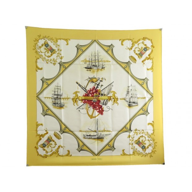 NEUF FOULARD HERMES BORDEAUX PORTE OCEANE GRYGKAR CARRE 90 SOIE SILK SCARF 385€