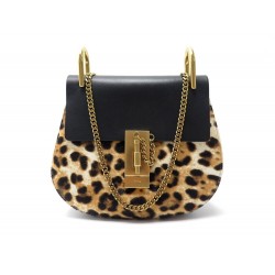 NEUF SAC A MAIN CHLOE DREW POULAIN LEOPARD MINI BANDOULIERE CUIR HAND BAG 1495€