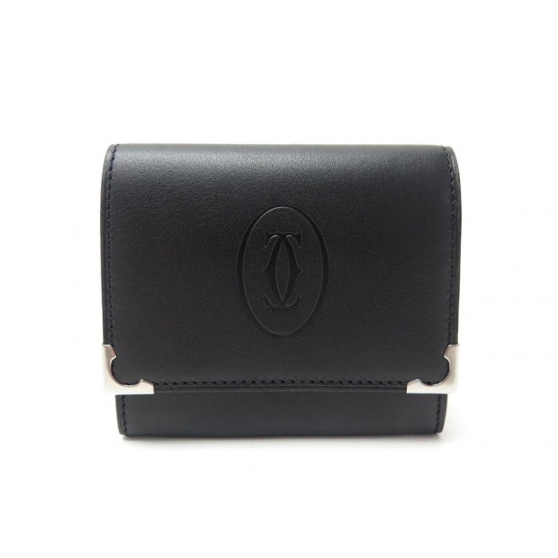 NEUF PORTE MONNAIE CARTIER CARRE MUST L3001372 EN CUIR NOIR + BOITE WALLET 300€