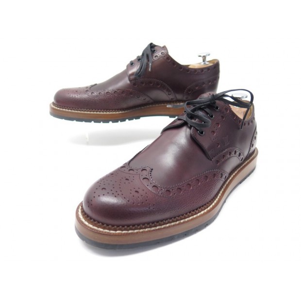 NEUF CHAUSSURES LOUIS VUITTON DERBY MARBLE 7.5 41.5 EN CUIR BORDEAUX SHOES 590€